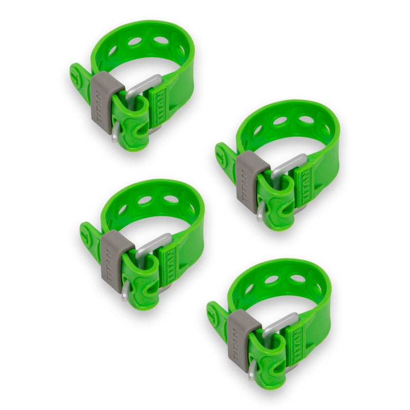 TitanStraps Titan Utility Straps â€“ Easy-to-Use, Reliable Tension Straps for Securing Bike & Moto Gear, Skis, Garden Hoses, Field Repairs â€“ Use in Frigid Temps â€“ 60 lb.Working Load, 9" Length, Lime Green, 4-Pack - Image 1